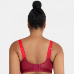 Plus Size Maroon Solid Underwired Non Padded Workout Bra P58522