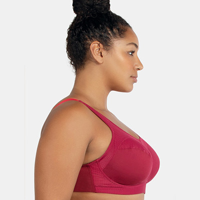 Plus Size Maroon Solid Underwired Non Padded Workout Bra P58522