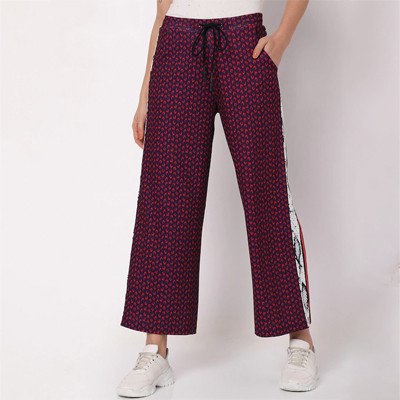 Women Purple Printed Relaxed-Fit Track Pants