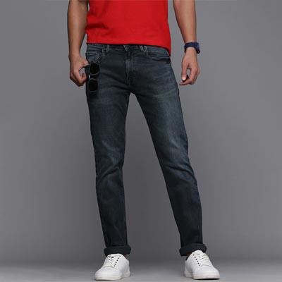 Men Navy Blue Slim Fit Mid-Rise Light Fade Stretchable Jeans