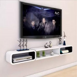Engineered Wood TV Entertainment Unit Finish Color - Black and white