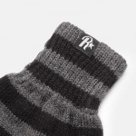 Men Grey & Black Striped Winter Hand Gloves