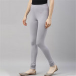 Women Grey Solid Churidar-Length Leggings