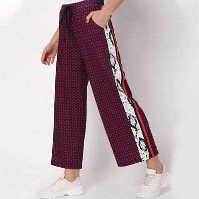 Women Purple Printed Relaxed-Fit Track Pants