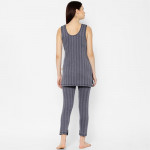 Women Grey Striped Thermal Set