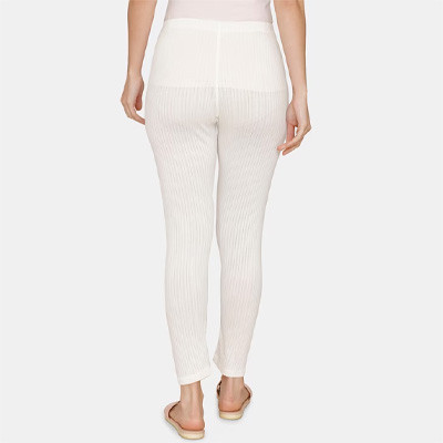 Women White Solid Thermal Bottoms
