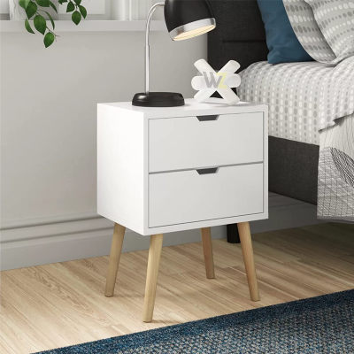 Twist Home Modern Bedside Table, End Table, Small Sofa Side Table with Two Drawer, Space Saving Living Room Furniture