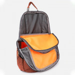 Unisex Grey & Orange Brand Logo Printed Colour Blocked Backpack