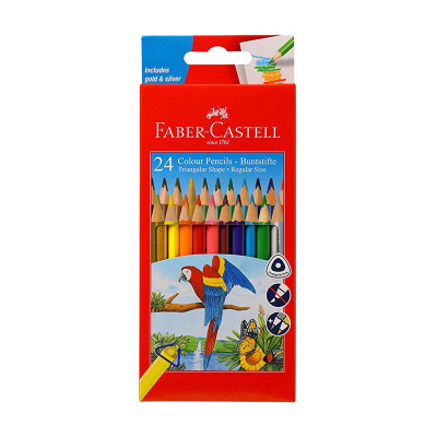 Faber-Castell Triangular Colour Pencils - Pack of 24 (Assorted)