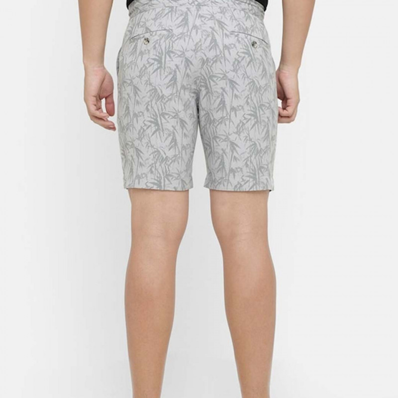 Men Grey Printed Slim Fit Regular Shorts
