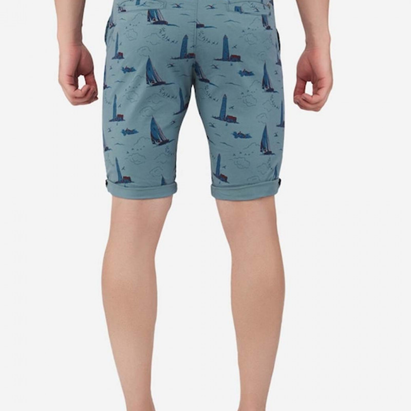 Men Navy Blue Conversational Printed Outdoor Shorts
