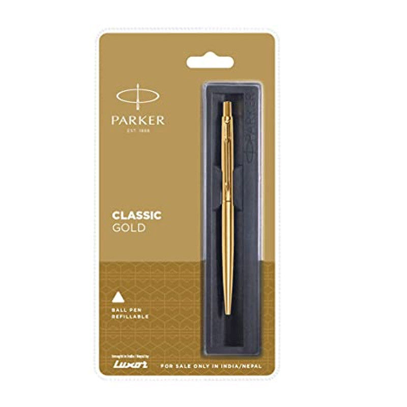 Parker Classic Gold GT Ball Pen & Parker Moments Vector Timecheck Gold Trim Roller Ball Pen (Black)