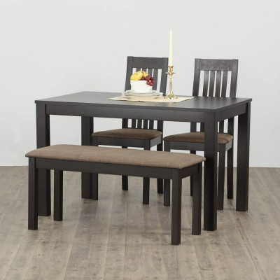 Diana Beechwood Veneer Finish 4-Seater Dining Table with 2 Chairs and 1 Small Bench