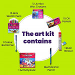 Cello ColourUP Celebration Kit Mega Gift Pack | Kids Colouring Set | 1 Gel Pen | 12 Crayons | 15 Oil Pastels Colouring Set | 15 Mini Sketch Pens | 1 E