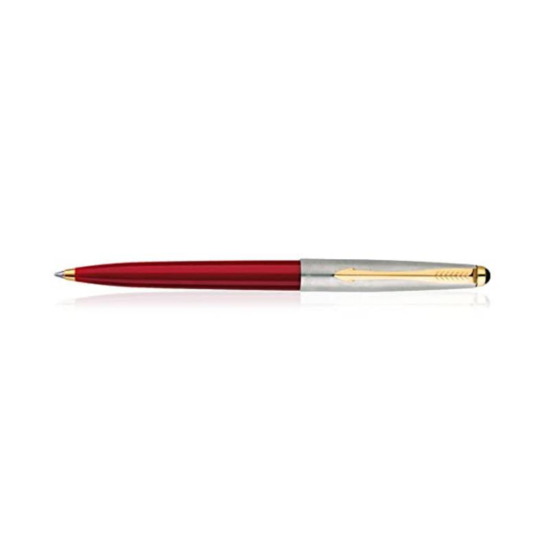 Parker Galaxy Stainless Steel Gold Trim Ball Pen - Red Body