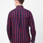 Men Navy Blue Classic Striped Organic Cotton Casual Shirt