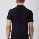 Men Black Printed Polo Collar Slim Fit T-shirt
